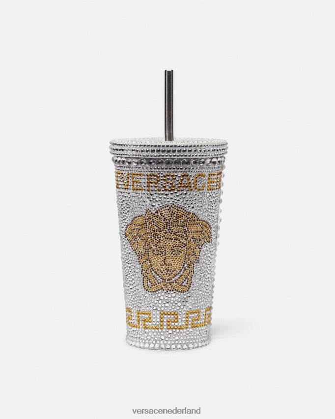 Versace Kristallen Medusa reisbeker vrouwen wit ondergoed en strandkleding J2T4F41205