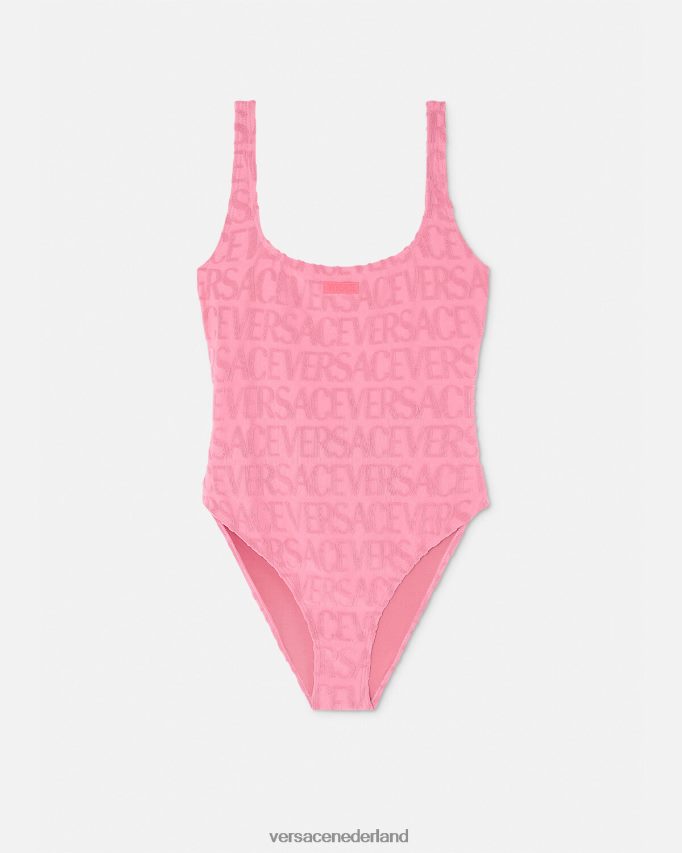 Versace allover handdoekbadpak vrouwen roze ondergoed en strandkleding J2T4F41122