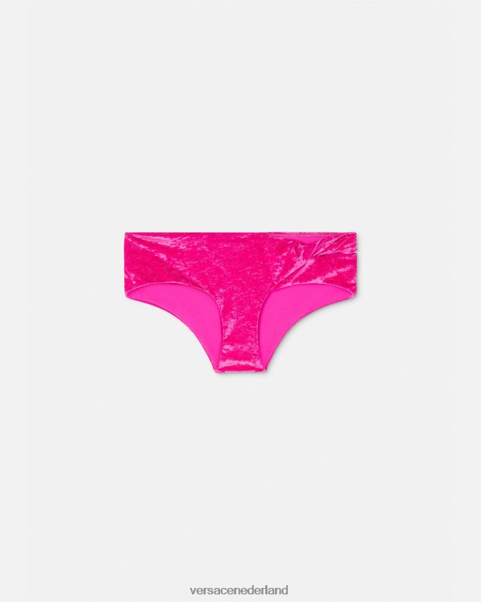 Versace opgerolde fluwelen bikinibroekje vrouwen fuchsia ondergoed en strandkleding J2T4F41174