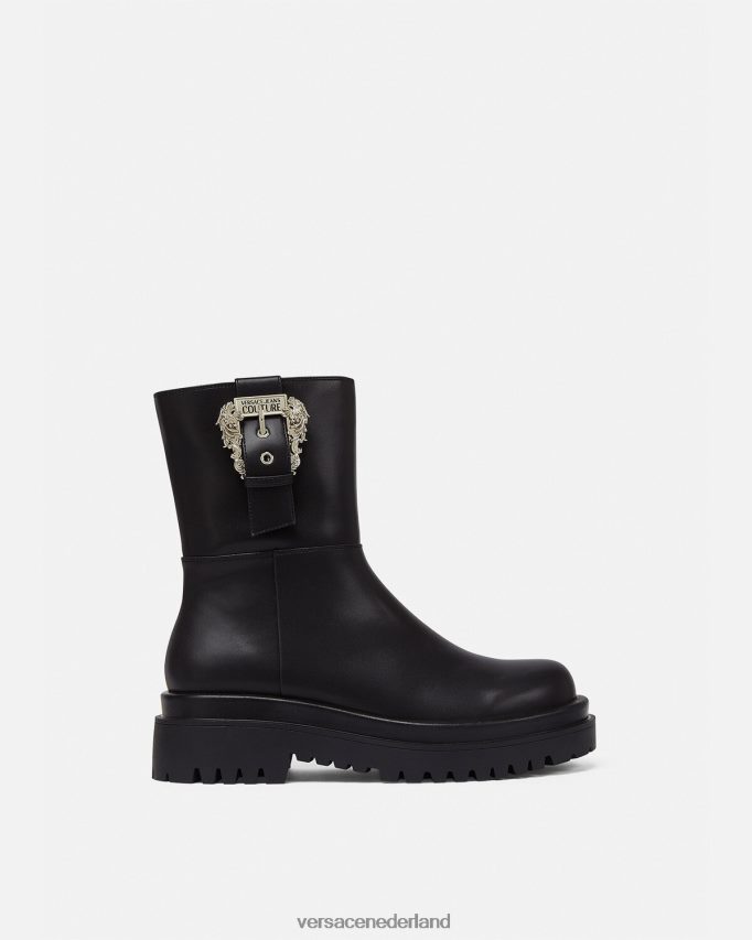 Versace trok barokke enkellaarzen met gesp vrouwen zwart schoen J2T4F42271