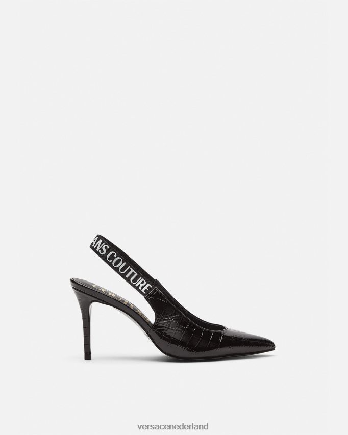 Versace Slingback-pumps met logo vrouwen zwart schoen J2T4F42307