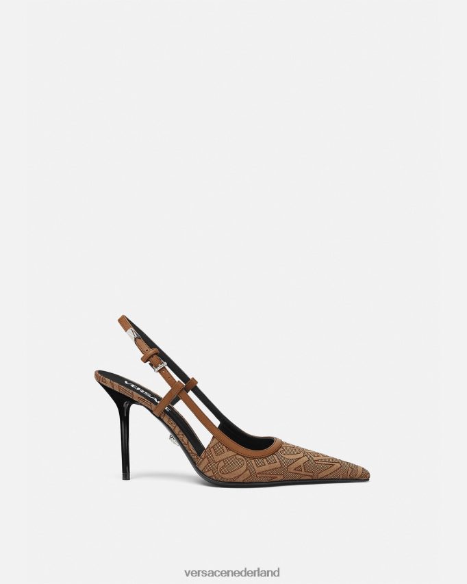 Versace allover slingback pumps vrouwen bruin schoen J2T4F4481