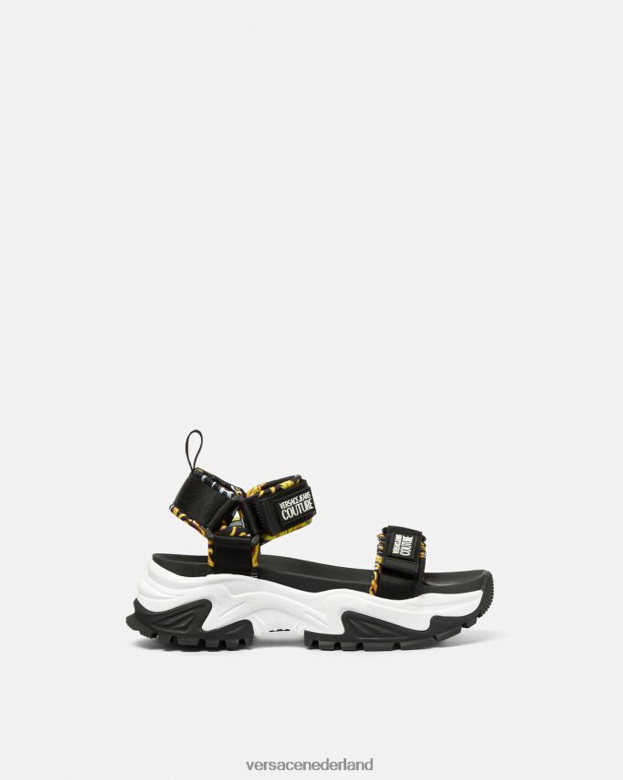 Versace Dikke wandelsandalen vrouwen zwart goud schoen J2T4F42288