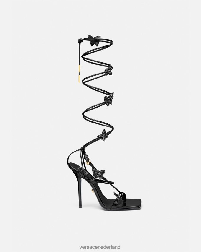 Versace Sandalen met kristallen vlinders vrouwen zwart schoen J2T4F4435