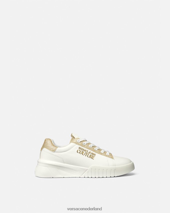 Versace uptown-sneakers vrouwen goud en wit schoen J2T4F42311