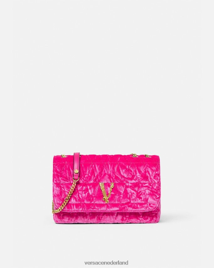 Versace Virtus fluwelen schoudertas vrouwen roze Tassen J2T4F4376